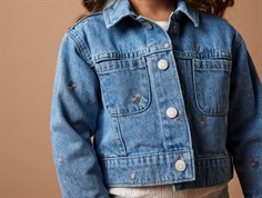 Name It jacket light blue denim with cherry embroidery